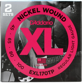 D'Addario EXL170 Nickel Wound Bass Guitar Strings - .045-.100 Regular Light Long Scale (2-pack)