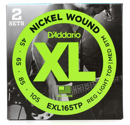 D'Addario EXL165 Nickel Wound Bass Guitar Strings - .045-.105 Regular Light Top/Medium Bottom Long Scale (2-pack)